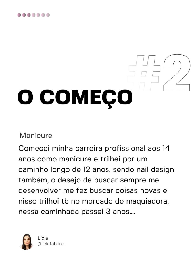 Slide original da trajetória de Lícia: O Começo