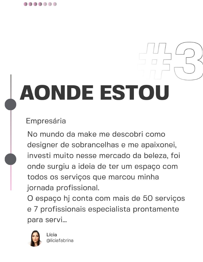 Slide original da trajetória de Lícia: Aonde Estou